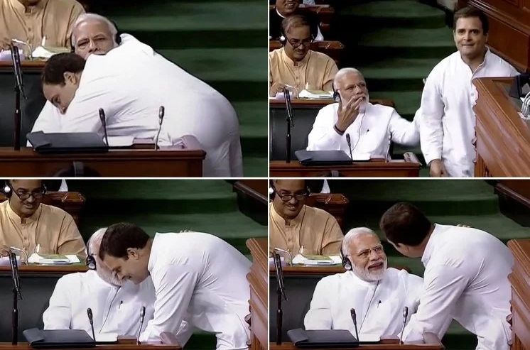 आखिरकार राहुल गांधी ने पूरी की अपनी हसरत, PM मोदी से मिले गले