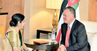 विदेश मंत्री सुषमा स्वराज ने की जॉर्डन के किंग अब्दुल्ला द्वितीय से मुलाकात